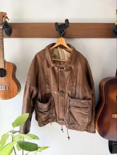 ファイヤーマンレザージャケット　ライトブラウン