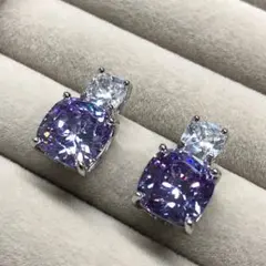 【新品】 スクエア ピアス ラベンダー パープル クリア シンプル レディース