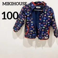 MIKIHOUSE【100】 車両柄ジャケット 紺 フード付き
