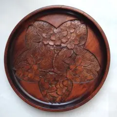 軽井沢彫 盆 桜彫刻 一彫堂のサムネイル