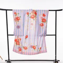 花柄ストライプ着物 七五三用