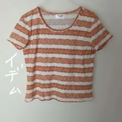 イデムSe ninon．セニノン、 半袖 Tシャツ ボーダー レース柄のサムネイル
