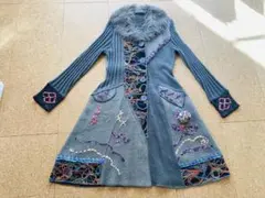 新品未使用☆ダジュール 異素材切替 刺しゅうアクセント コート