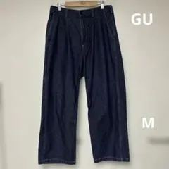 ジーユー GU デニムバギースラックス ジーンズ ワイドパンツ M 春　古着