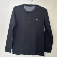 【美品】BURBERRY BLACK LABEL ヘンリーネック 長袖 黒 M
