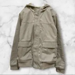 ドゥファミリィ カーキ ベージュ フード ジャンパー アウター ボア M 防寒