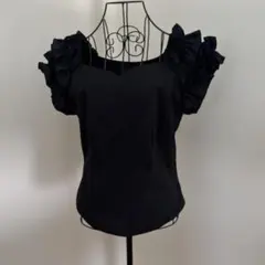フラダンス　フリルブラウス　黒のサムネイル