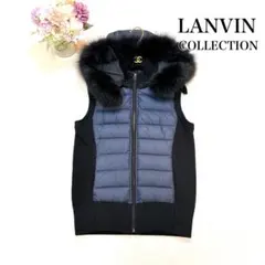 LANVIN COLLECTION ダウンベスト 38 ニット切替デザイン　黒