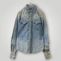 【Ralph Lauren】ヴィンテージ ウェスタン刺繍デニムシャツ S 古着