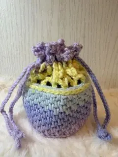 ハンドメイド 手編み 巾着袋 パステルカラー