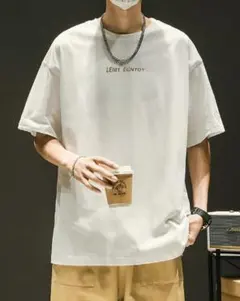 メンズ 半袖 Tシャツ ホワイト ロゴ入り