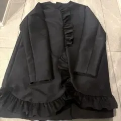 YOKO CHAN フリル付きノーカラージャケット ブラックのサムネイル