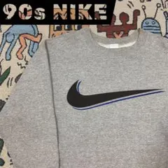 90s USA製 NIKE 銀タグ ビッグスウッシュ スウェット 霜降りグレー