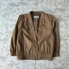 vintage ナイロンジャケット 襟付き ブラウン 昭和レトロ 古着女子