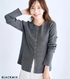 【BASEMENT online】ヘンリーネックリブトップス　BLACKMIXのサムネイル