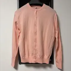 ユニクロ UVカットスーピマコットンクルーネックカーディガン長袖ピンク Mサイズ