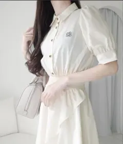 【mily bilet】胸刺繍フリルスカートワンピース