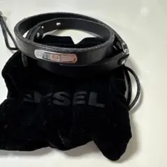 即購入⭕️✨DIESEL DX0971040ブレスレットレザーザー２重巻き袋付黒
