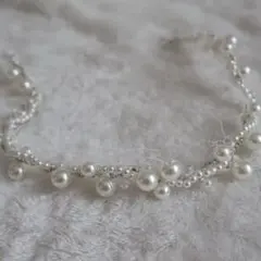 Ksmilyパールビーズカチューシャ　ヘアアクセサリー