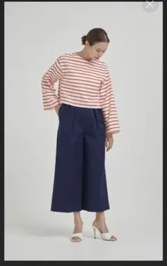 yori コットンキュロットパンツ34 ネイビー