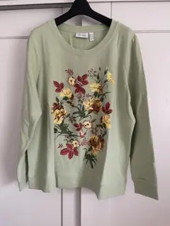 Denim&Co. デニムアンドコー ビジュン入り裏毛トレーナー　3L QVC