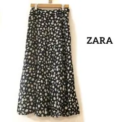 ZARA ザラ　ロングフレアスカート ブラック　フラワー柄　S