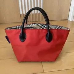 【美品】BURBERRYBLUELABEL ミニトート ハンドバッグ レッド バーバリーブルーレーベル ミニトートバッグ ハンドバッグ ノバ