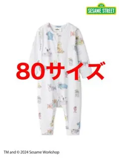 【ジェラートピケ】Baby セサミストリート総柄ロンパース 80サイズ ブルー