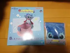 スティッチ一番くじ　B賞　フィギュア　F賞　フェイス巾着
