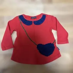 Moujonjon 赤 ハートモチーフ トップス 80
