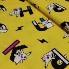 ✿【ポケモン】PIKAPIKACHU <オックス> 生地 布 はぎれ[黄]