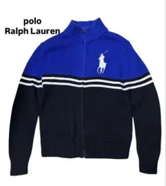 ポロラルフローレン　ジップアップニット　ビックポニー刺繍　ハーフジップ