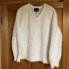 シャギーニット 白