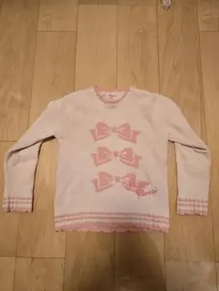 メゾピアノ リボン柄 ニットトレーナー