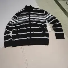 97 ストライプデザイン ジッパーカーディガン