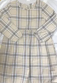 ベージュ チェックワンピース 130