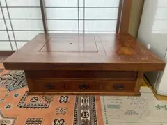 美品■銘木■鉄刀木■民芸囲炉裏テーブル■ダイニングテーブル/座卓■最高級■ 美品□銘木□鉄刀木□民芸囲炉裏テーブル□ダイニングテーブル/座卓