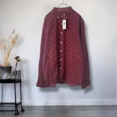 新品✨ikka＊メンズ　WフェイスコモンPTネルシャツ　ワイン　レッド系　M