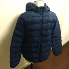 ユニクロ キッズ 160cm ネイビー 中綿ダウンジャケット フード有 ブルゾン