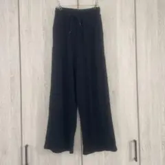 WEGO リブ　ブラック　リラックス　パンツ　ズボン　ストレッチあり