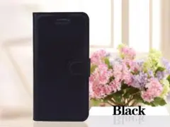 iPhone7/8Plus 手帳型 定期 収納レザーケース フィルム ブラック