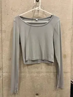 GU リブTシャツ ライトブルー