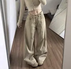 Wrangler ワイドレッグ デニムパンツ ベージュのサムネイル