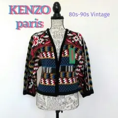 80-90s KENZO PARIS ヴィンテージ 総柄ボタンレスカーディガンのサムネイル