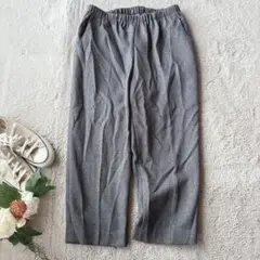 美品(LL)ストレッチワイドパンツ/イージー/ウエスト総ゴム/あったか/厚手