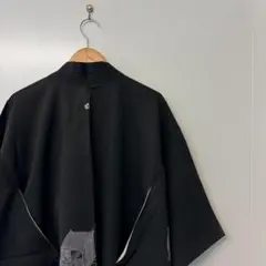 【美品】黒 羽織 御所車 刺繍 モノトーン 和柄 上品 和モード アンティーク