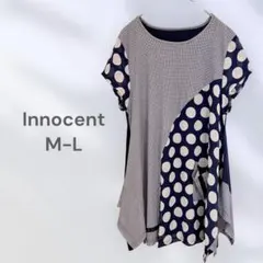 Innocent ドット柄チュニック　腰回りゆったりデザイン　フレア　カジュアルのサムネイル