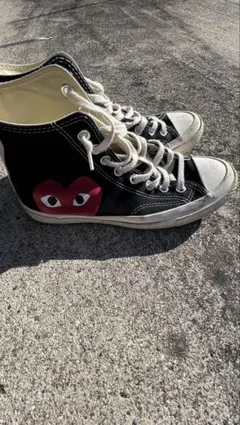 ハイカットスニーカー ブラック コンバースコムデギャルソンコラボ25.5センチ