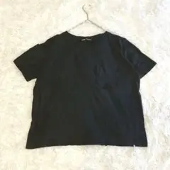 ザラ ZARA クルーネックTシャツ フリル付ポケット有 綿100% E7458