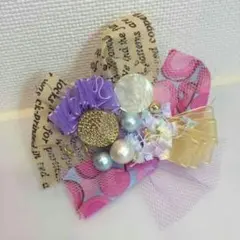 コットンパールとボタンのバレッタ